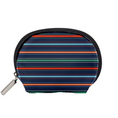 Horizontal Line Blue Green Accessory Pouches (small)  by Mariart