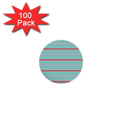 Horizontal Line Blue Red 1  Mini Buttons (100 Pack) 