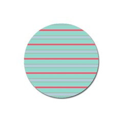 Horizontal Line Blue Red Magnet 3  (round)