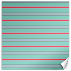 Horizontal Line Blue Red Canvas 16  X 16   by Mariart