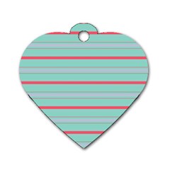 Horizontal Line Blue Red Dog Tag Heart (one Side)