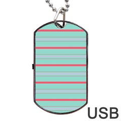 Horizontal Line Blue Red Dog Tag Usb Flash (one Side) by Mariart