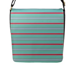 Horizontal Line Blue Red Flap Messenger Bag (l)  by Mariart