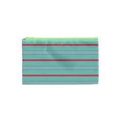 Horizontal Line Blue Red Cosmetic Bag (xs)