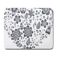 Grayscale Floral Heart Background Large Mousepads