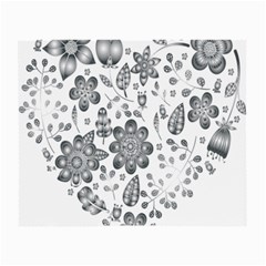 Grayscale Floral Heart Background Small Glasses Cloth by Mariart