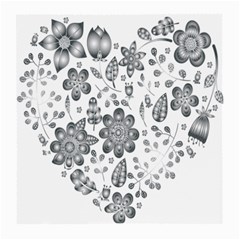 Grayscale Floral Heart Background Medium Glasses Cloth (2-Side)