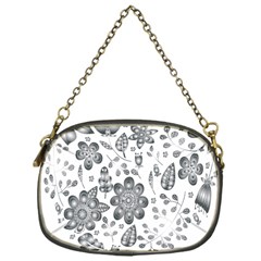 Grayscale Floral Heart Background Chain Purses (One Side) 