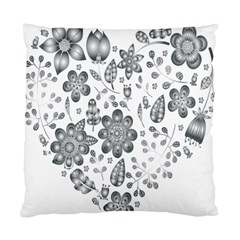 Grayscale Floral Heart Background Standard Cushion Case (Two Sides)
