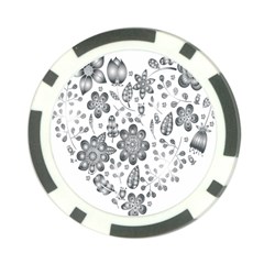 Grayscale Floral Heart Background Poker Chip Card Guard (10 Pack) by Mariart