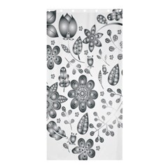 Grayscale Floral Heart Background Shower Curtain 36  x 72  (Stall) 