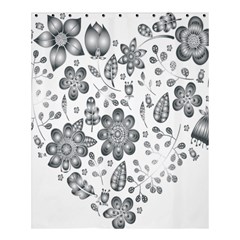 Grayscale Floral Heart Background Shower Curtain 60  x 72  (Medium) 