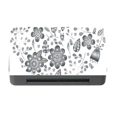 Grayscale Floral Heart Background Memory Card Reader With Cf