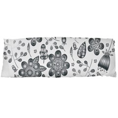 Grayscale Floral Heart Background Body Pillow Case Dakimakura (Two Sides)