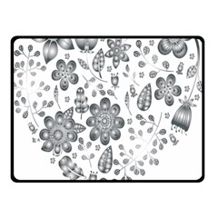 Grayscale Floral Heart Background Double Sided Fleece Blanket (small) 