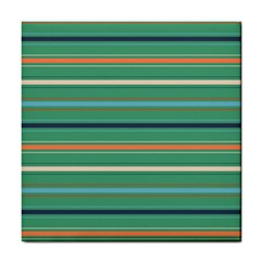 Horizontal Line Green Red Orange Tile Coasters by Mariart