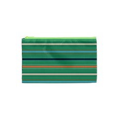 Horizontal Line Green Red Orange Cosmetic Bag (xs)