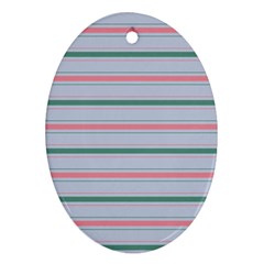 Horizontal Line Green Pink Gray Ornament (oval)