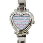 Horizontal Line Green Pink Gray Heart Italian Charm Watch Front