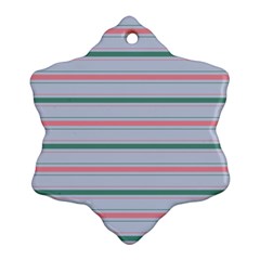 Horizontal Line Green Pink Gray Snowflake Ornament (two Sides)