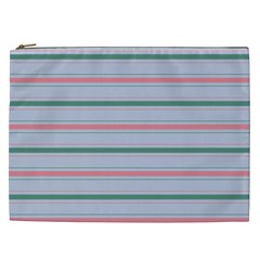 Horizontal Line Green Pink Gray Cosmetic Bag (xxl)  by Mariart