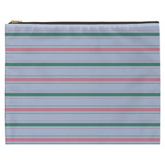 Horizontal Line Green Pink Gray Cosmetic Bag (xxxl)  by Mariart