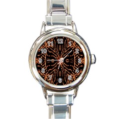 Golden Fire Pattern Polygon Space Round Italian Charm Watch by Mariart