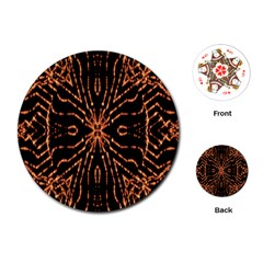 Golden Fire Pattern Polygon Space Playing Cards (round) 