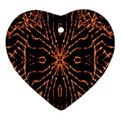 Golden Fire Pattern Polygon Space Heart Ornament (two Sides) by Mariart