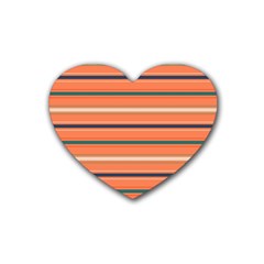 Horizontal Line Orange Heart Coaster (4 Pack)  by Mariart