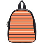 Horizontal Line Orange School Bag (Small) Front