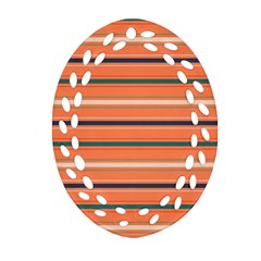 Horizontal Line Orange Oval Filigree Ornament (two Sides)