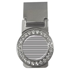 Horizontal Line Grey Pink Money Clips (cz) 