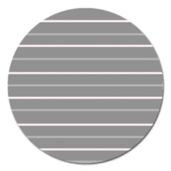 Horizontal Line Grey Pink Magnet 5  (round)