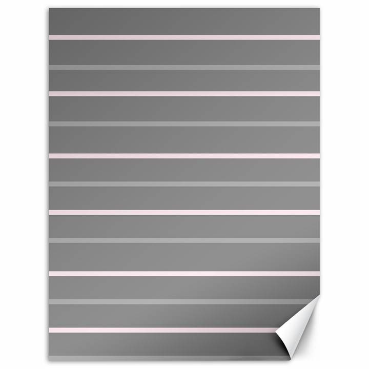 Horizontal Line Grey Pink Canvas 18  x 24  