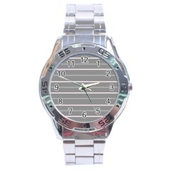 Horizontal Line Grey Pink Stainless Steel Analogue Watch by Mariart