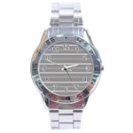 Horizontal Line Grey Pink Stainless Steel Analogue Watch Front