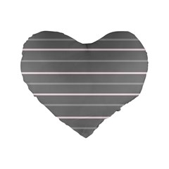 Horizontal Line Grey Pink Standard 16  Premium Heart Shape Cushions