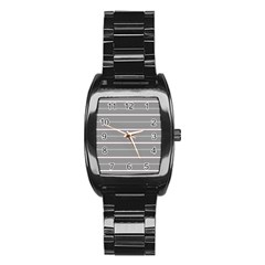 Horizontal Line Grey Pink Stainless Steel Barrel Watch by Mariart