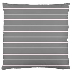 Horizontal Line Grey Pink Standard Flano Cushion Case (one Side)