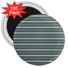 Horizontal Line Grey Blue 3  Magnets (100 Pack)