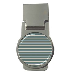 Horizontal Line Grey Blue Money Clips (round) 