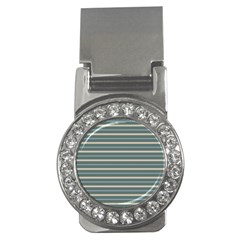 Horizontal Line Grey Blue Money Clips (cz) 