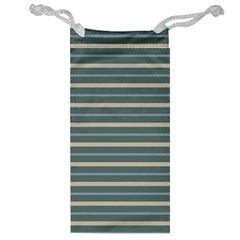 Horizontal Line Grey Blue Jewelry Bag by Mariart