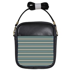 Horizontal Line Grey Blue Girls Sling Bags by Mariart