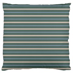 Horizontal Line Grey Blue Large Flano Cushion Case (two Sides)