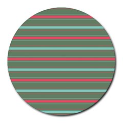 Horizontal Line Red Green Round Mousepads