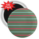 Horizontal Line Red Green 3  Magnets (100 pack) Front