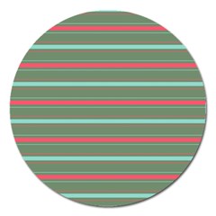 Horizontal Line Red Green Magnet 5  (round) by Mariart