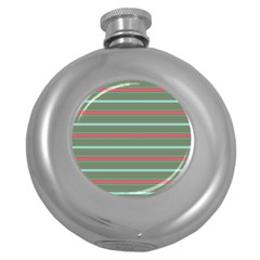Horizontal Line Red Green Round Hip Flask (5 Oz) by Mariart